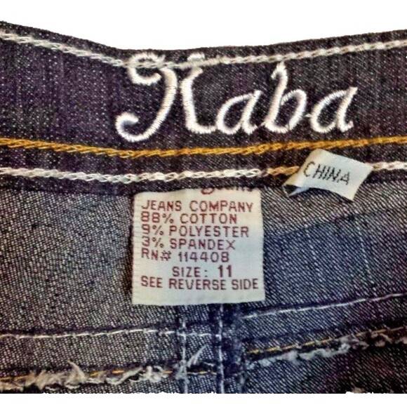 Kaba Jeans Boot Cut Dark Wash  Embellished Back Pockets Size 11 - Picture 5 of 6